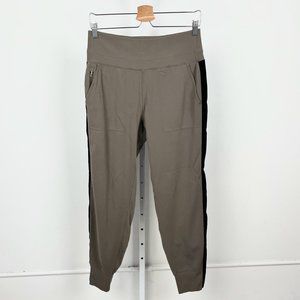 Athleta Venice Velvet Stripe Jogger Taupe Brown Black M Tall MT